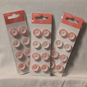 3 Pk. Pink Sewing Buttons - 4-Hole Design